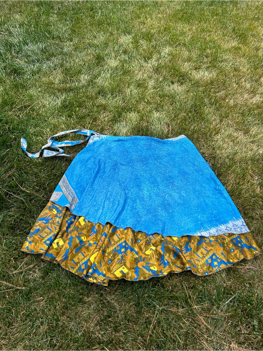 Wevez Silk Sari Reversible Wrap Skirt size small whimsy summer fairy‎ hippy